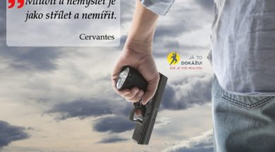 Man Holding Gun against an sky background