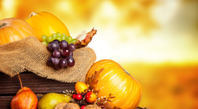 Seasonal harvested agriculture products in wooden box with blur