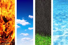 Collection of banner with nature elements – water; ground; air a